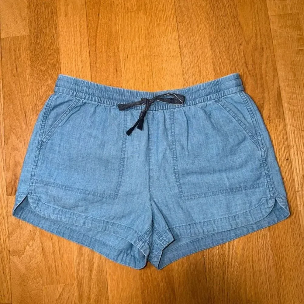 J.Crew Seaside Shorts Chambray S Drawstring Elastic Waist Pockets Coastal Preppy
